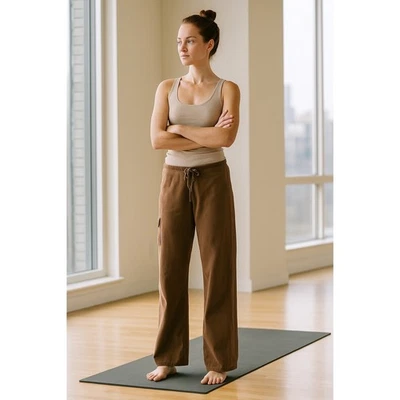 PrAna Vintage Brown Cinch Cargo Utility Wide Leg Cotton Pants Size L Y2K Retro - Image 1 of 4