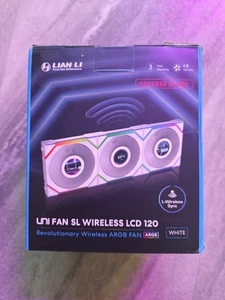 Lian Li UNI Fan SL LCD Wireless 120 Triple Pack Reverse Blade 12SLLCD1W3W White - Photo 1/5