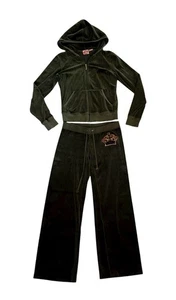 JUICY COUTURE medium petite Tracksuit Set Y2K Dark Green w/purple VHTF! EUC - Picture 1 of 23
