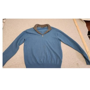 Peter Millar Pullover Herren klein blau grau Kaschmir Viertelreißverschluss England LOCH - Bild 1 von 12