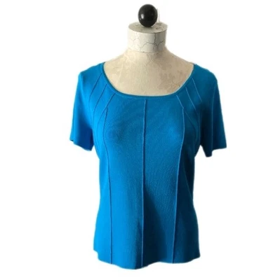 Spenser Jeremy Blue Sweater Top L Scoop Neck Stretch Knit Classic Chic Women’s - Image 1 of 4
