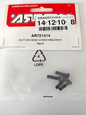 ARRMA RC AR721414 Button Head Screw M4X14mm 4pcs - Image 1 of 2