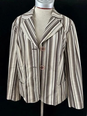 Requisitos Blazer Talla 14 Manga Larga 2 Bolsillos Hombreras Marrón Raya Foto 1 de 4