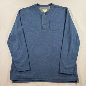 LL Bean Fleece Layering Henley Mens XLT Blue Long Sleeve Soft Heavy - Picture 1 of 8