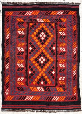 Hand-Knotted Maymana Kilim Tribal Flatweave Wool Oriental Rug 2'9" x 3'8" - Image 1 of 4