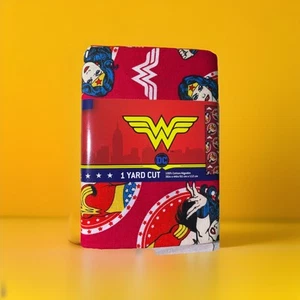 DC Wonder Woman Comic Red Fabric - 1 Yard (36"x44") - 100% Cotton - Superhero - Picture 1 of 8
