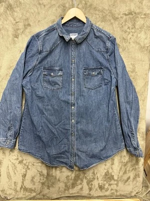 Old Navy Men's Blue Denim Shirt Long Sleeve Size XL tall snap Button Up - Image 1 of 4
