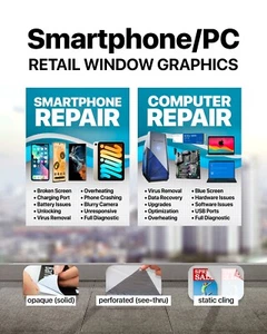 Computer Smartphone Tablet RETAIL WINDOW sign poster Windows Android Apple - Picture 1 of 8