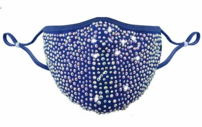 Rhinestone Bling Crystal Face Mask Sparkly Reusable Washable With Filter Pocket - Image 1 of 4