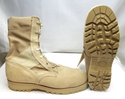 Botas de combate militares de EE. UU. Wellco clima cálido suela Vibram bronceado desierto 11 anchas - nuevas en caja Foto 1 de 4