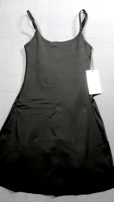 Girlfriend Collective Juliet 连衣裙女式 XS 黑色迷你紧身衣 Wicking UPF 50+ — 第 1/4 张图片