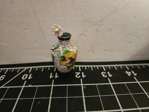 Vtg Cloisonne Enamel Mini Small Vase W/Small flower Pin 1.5in" - Picture 1 of 6