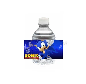 20 Sonic Hedgehog 2 x 4 Water Bottle Label Sticker Birthday Party Favor Wrapper - Picture 1 of 1