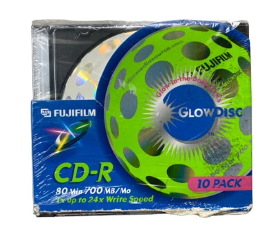 Fujifilm CD-R 80 Min 700 MB Glow Disc Glow In The Dark 10 Pack With Cases - Image 1 of 4