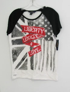 Ralph Lauren Big Girls Jersey Flag Short Sleeve Tee Andover Cream Sz S (7) - NWT - Picture 1 of 1