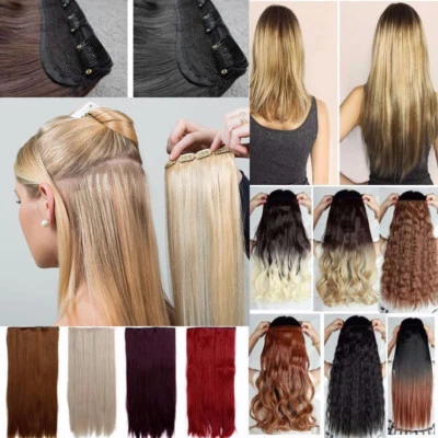 Glatt Ein Tressen 100% Natürliche Clip In Extensions Echt Haarverlängerung Blond - Bild 1 von 4
