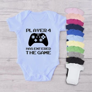 PLAYER 4 HAS ENTERED THE GAME XBOX Baby Bodysuit Babygrow Vest Geeky Fun Gamer - Picture 1 of 22