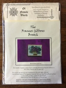 The Frances Gibbons Brooch Cross Stitch Chart (includes pin, etc.) Grape Basket - Picture 1 of 3
