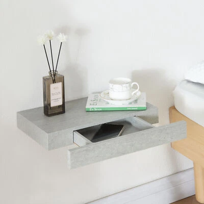 [en.casa] Wandregal mit Schublade Nachttisch Schubladenregal Hängeregal Regal - Bild 1 von 4