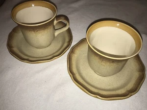 2 Mikasa Whole Wheat Cups & Saucers E8000 Sets Made in Japan Excellent no Chips - Picture 1 of 7