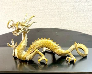 Zodiaco Japonés Tatsu Ryu Dragón Estatua Decoración del Hogar Ornamento Cerámica Oro De Colección - Imagen 1 de 14