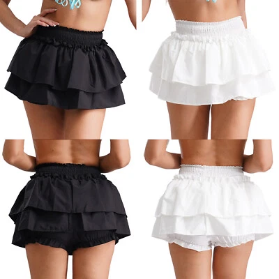 Mujeres Lolita Pantalones Cortos con Volantes Mini Falda Capas Calabaza Flor Dulces Pantalones Cortos Foto 1 de 3