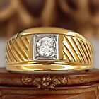 Vintage Ring Size 7 18K Gold Plate Cubic Zirconia Mid-Century MCM Gent's 14O