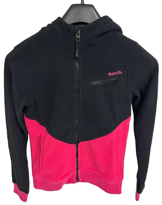 Bench Womens Full Zip Fleece Jacket Size Medium Black Pink - Image 1 of 4