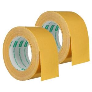 Double-Sided Adhesive Tape 60mm 20m/65.6ft Duct Cloth Mesh Fabric Yellow 2 Roll