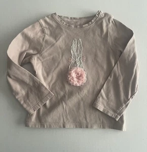 Mothercare T-Shirt Baby Mädchen 24-36m beige Häschen Applikation Spitze Tüll 3D - Bild 1 von 5
