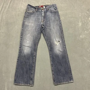 X2 M22 Classic Relaxed Straight Boot Jeans Mens 36x34 Distressed Dark Wash Denim - Picture 1 of 13