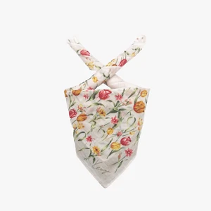 Vintage 90s Kenzo Handkerchief Neckerchief Tulips Motif Bandana Scarf 17x17 - Picture 1 of 4