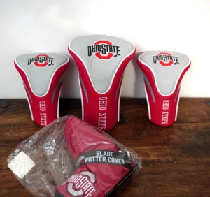 New - Ohio State 3 Pack Golf Club Head Covers & Blade Putter Cover - Picture 1 of 8