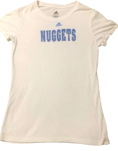 Adidas Damen Denver Nuggets Tshirt Gr. L Logo weiß blau Schriftzug Kursiv LESEN - Bild 1 von 7