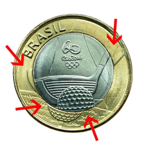 error Brazil Coin 1 Real 2016 Rio Olympics Golf Bimetallic 01627 - Picture 1 of 4