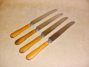 4er Set Buttermesser mit Butterscotch Bakelit Griffen & Edelstahlklingen - Bild 1 von 3