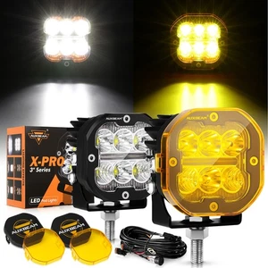 AUXBEAM 3" LED Cube Pods Off Road Lamps Work Light DRL Amber For Nissan Frontier - Picture 1 of 12
