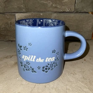 Place & Time Ceramic 16oz Spill the Tea Coffee Mug Blue NEW with Sticker Tag - Picture 1 of 5