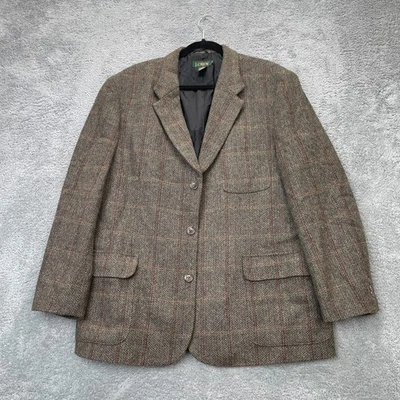 Vintage J Crew Jacket Mens 46R Brown Sport Coat Herringbone Plaid Wool Oarsman - Image 1 of 4