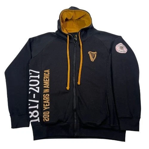 Sudadera Guinness Hombre Mediana Cremallera Completa Sudadera con Capucha Cerveza Negra 200 Años en América Foto 1 de 4