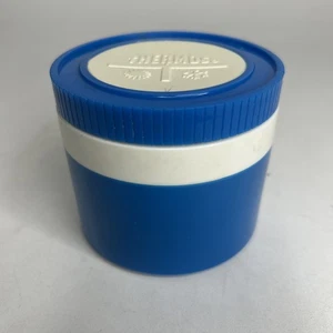 Barattolo isolato vintage Thermos King-Seeley modello 8 oz 1155/3 zuppa alimentare plastica blu - Foto 1 di 10