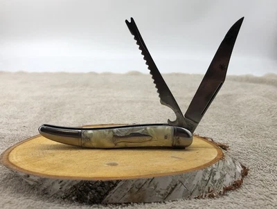 Cuchillo Pescado Imperial De Colección EE. UU. Providence RI Blanco Hielo agrietado Foto 1 de 4