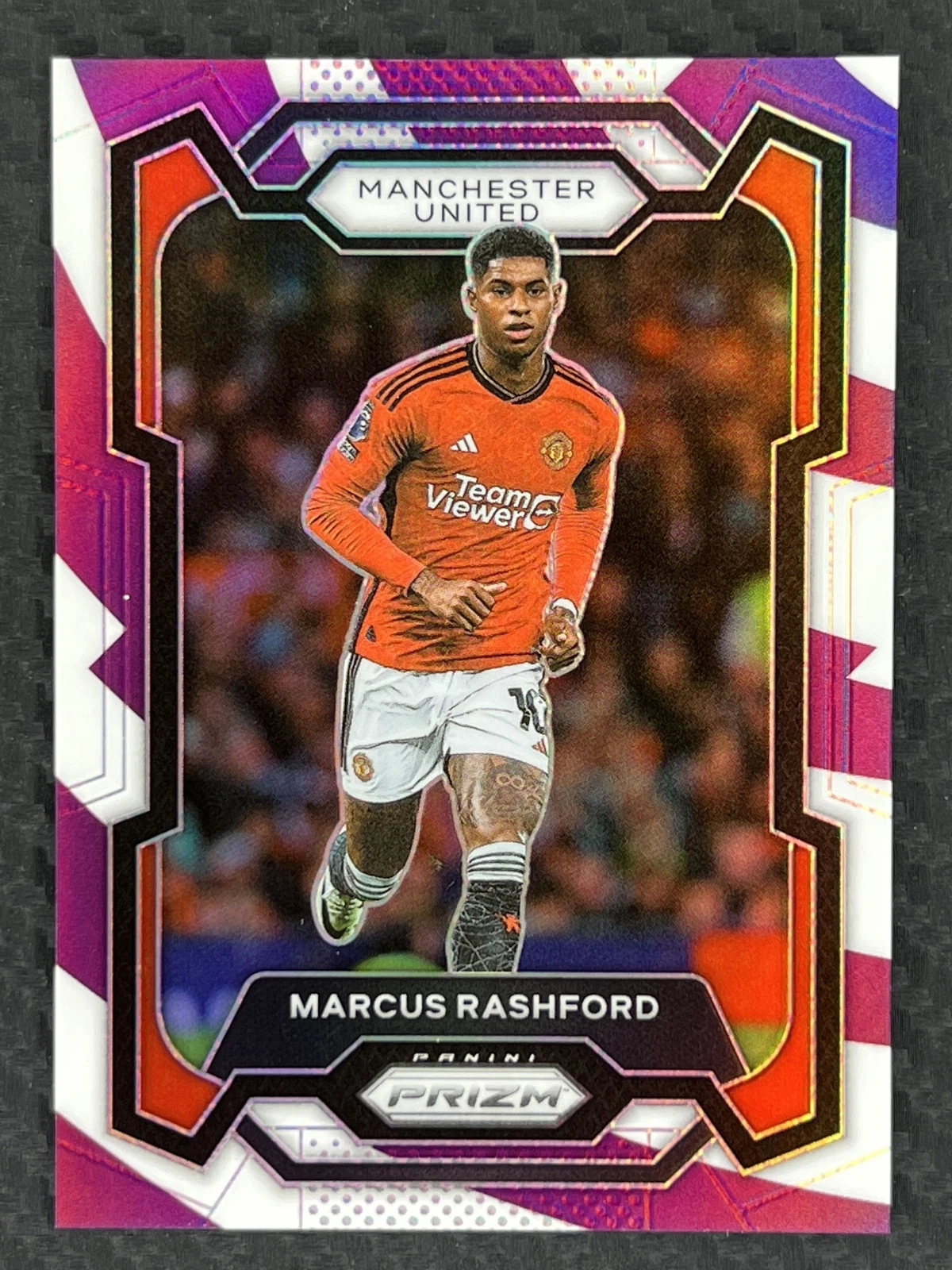 2023-24 Prizm Premier League Marcus Rashford Purple White Stripes 34/92 #45