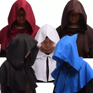 Mittelalterliche Kapuzenhaube mit Kreuzhalskette Zaubererhut schickes Cosplay-Kostüm - Bild 1 von 16