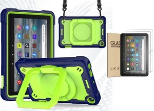 For Amazon Fire Max 11" HD 8" Fire 7" Case Rotating Carry Cover + Shoulder Strap - Picture 1 of 45