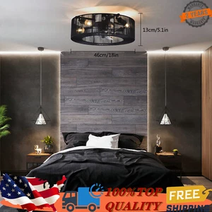 18" LED Caged Style Ceiling Fan Light Bladeless Chandelier Lamp Remote Control - Picture 1 of 12