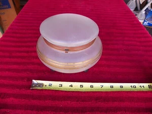 VINTAGE Victorian CAMPHOR SATIN Glass Hinged Lid Dresser Box Jar 7 X 5 1/2in - Picture 1 of 9