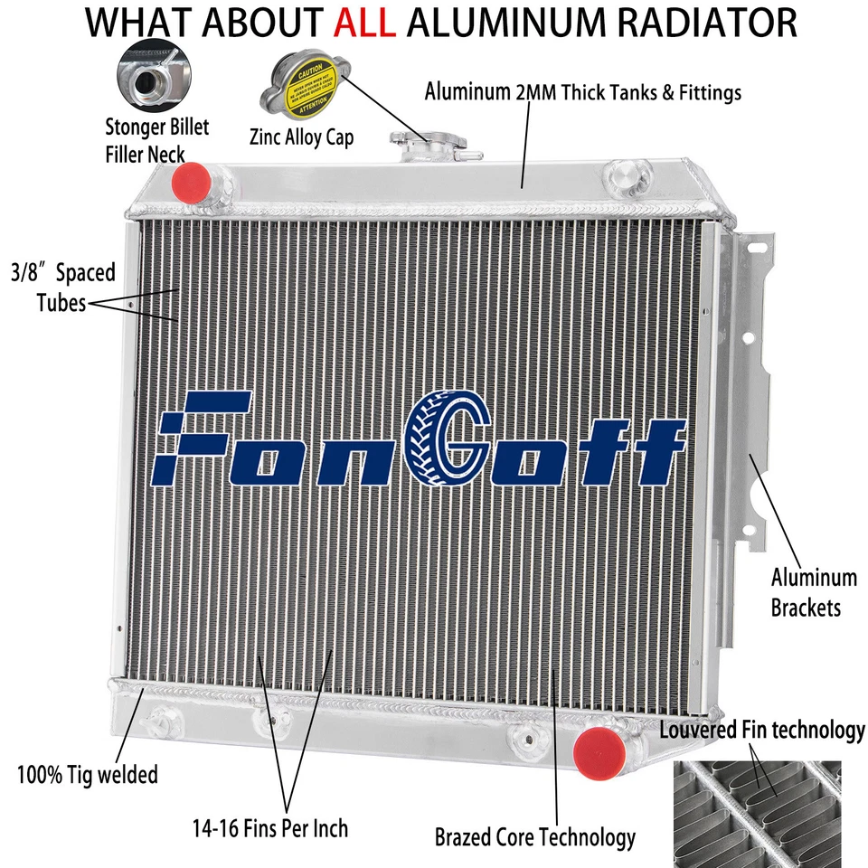 4 Row Radiator Fit 1968-1972 Dodge Charger Challenge 1974/ Plymouth Satellite V8 Foto 1 de 4