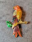 Gorgeous Mint Large Fancy Jeweled Enameled Colorful Parrot Brooch/Pin, C