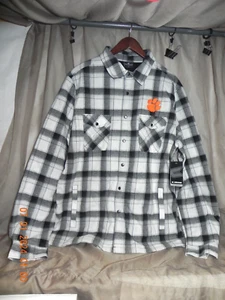 Clemson University Tigers NCAA Colosseum LS Gray Plaid Button Lined Shirt Mens L - Picture 1 of 4